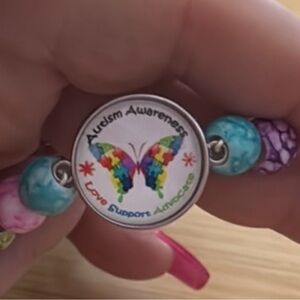 Autism Awareness Butterfly Wire Bangle Wristlet Bracelet